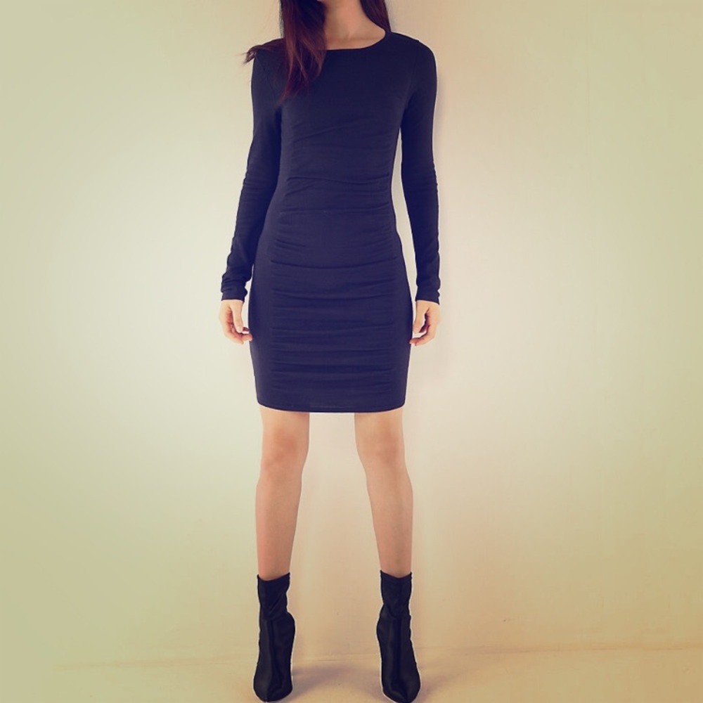 Black knitted ruche dress